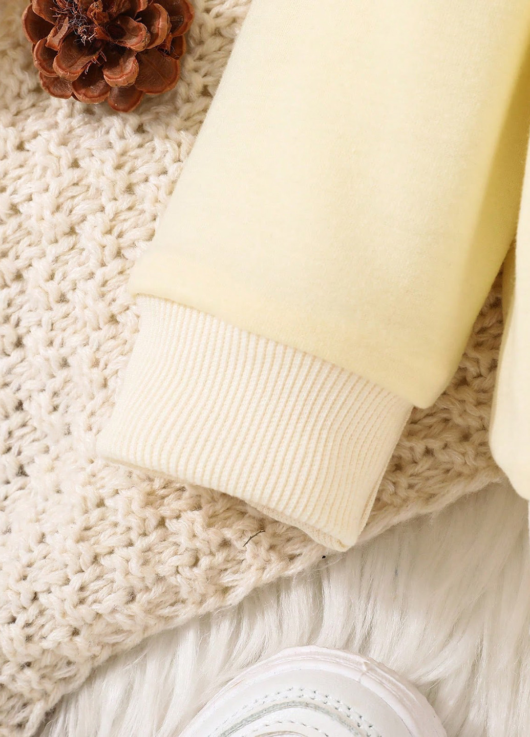 SHEIN світшот напис кремовий кежуал трикотаж, поліестер