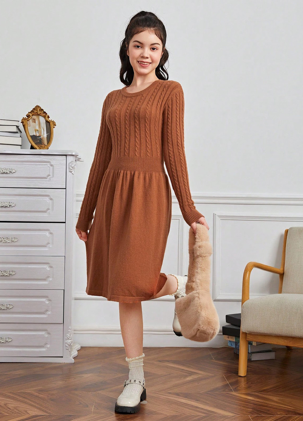 Коричневое платье SHEIN (329533320)