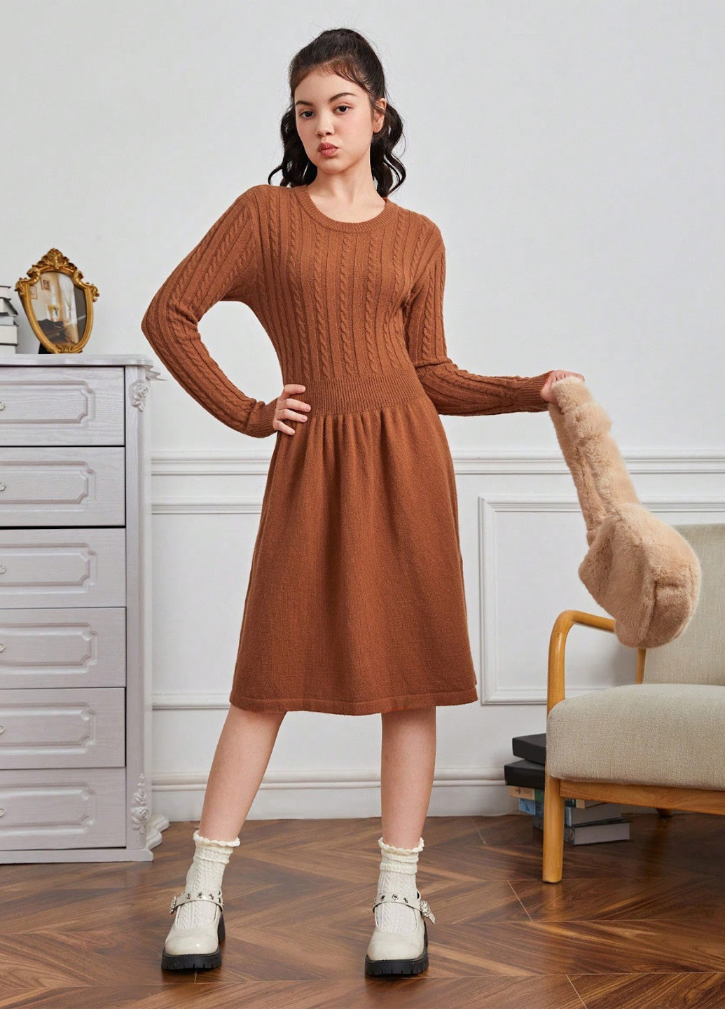 Коричневое платье SHEIN (329533320)