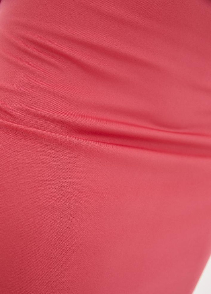 Розовое кэжуал элегантное двухцветное платье футляр с баской на талии basto Podium однотонное