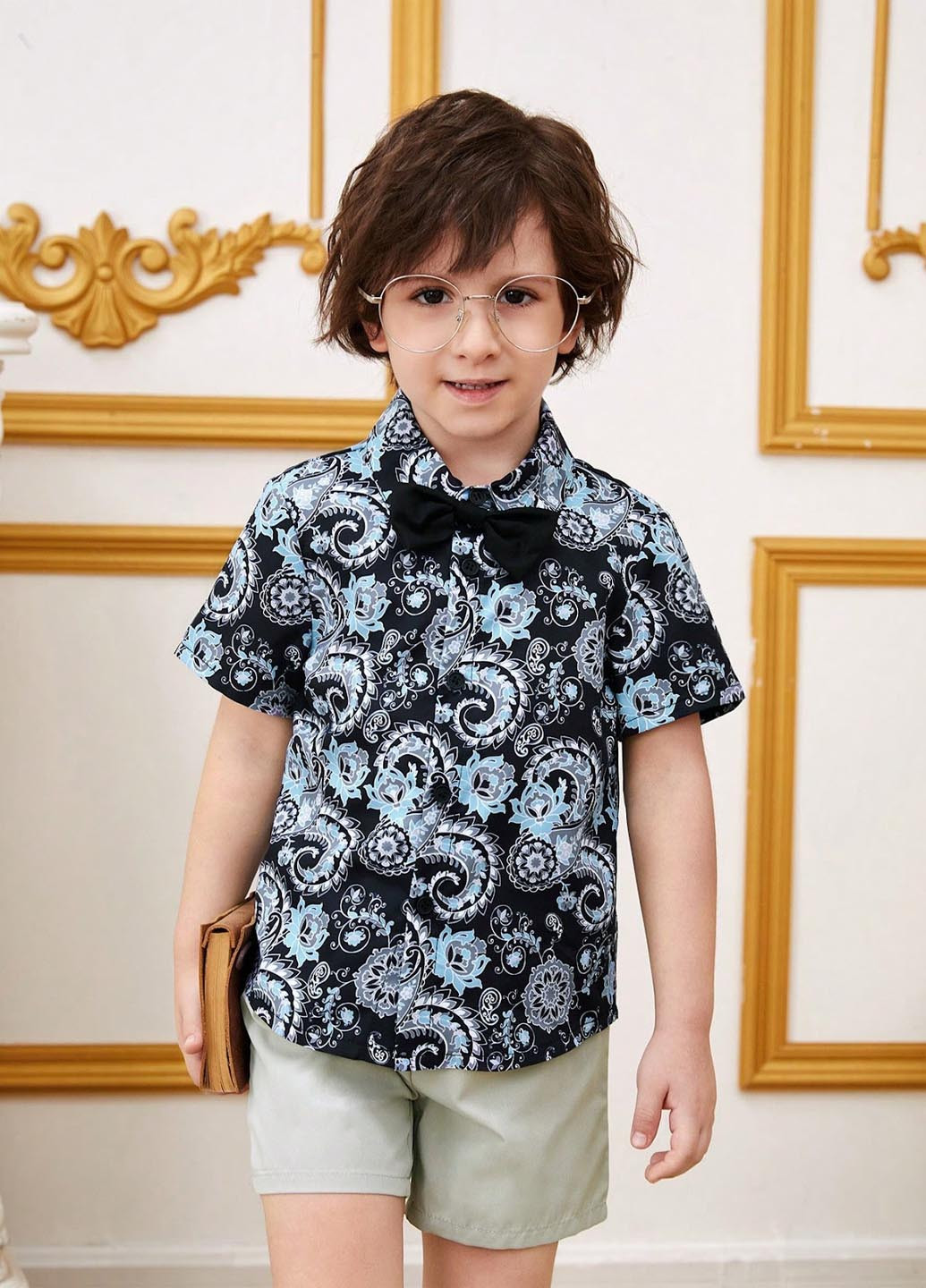 Комбинированный летний комплект (рубашка, шорты) SHEIN