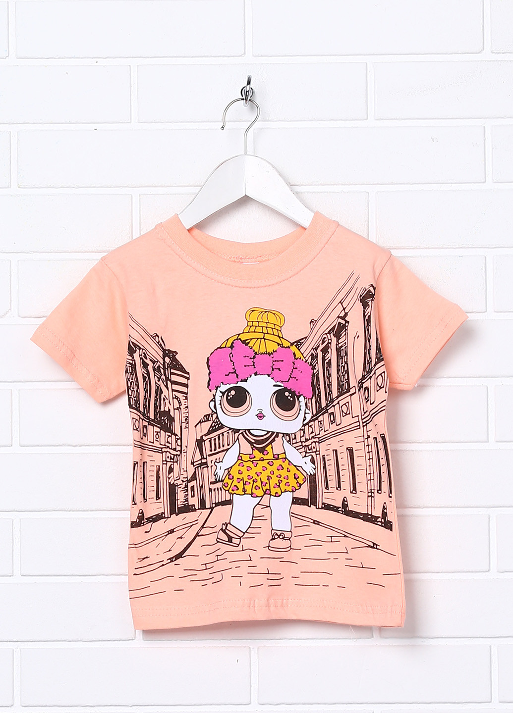 Персиковая летняя футболка с коротким рукавом Babexi