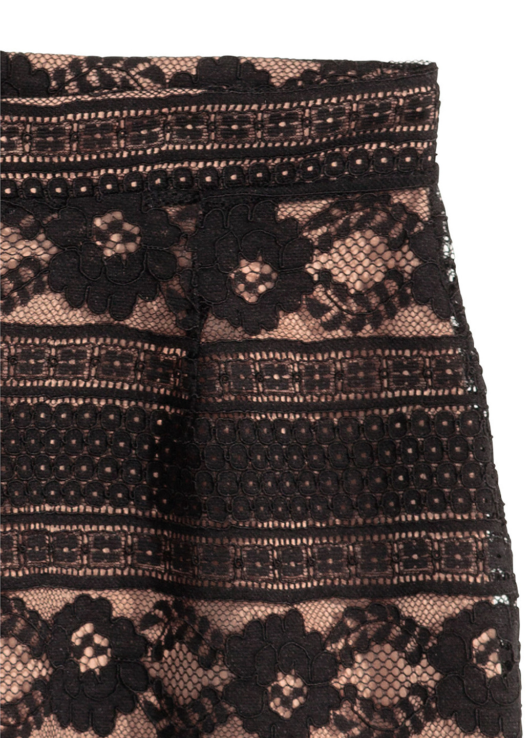 Черная кэжуал с орнаментом юбка H&M а-силуэта (трапеция)