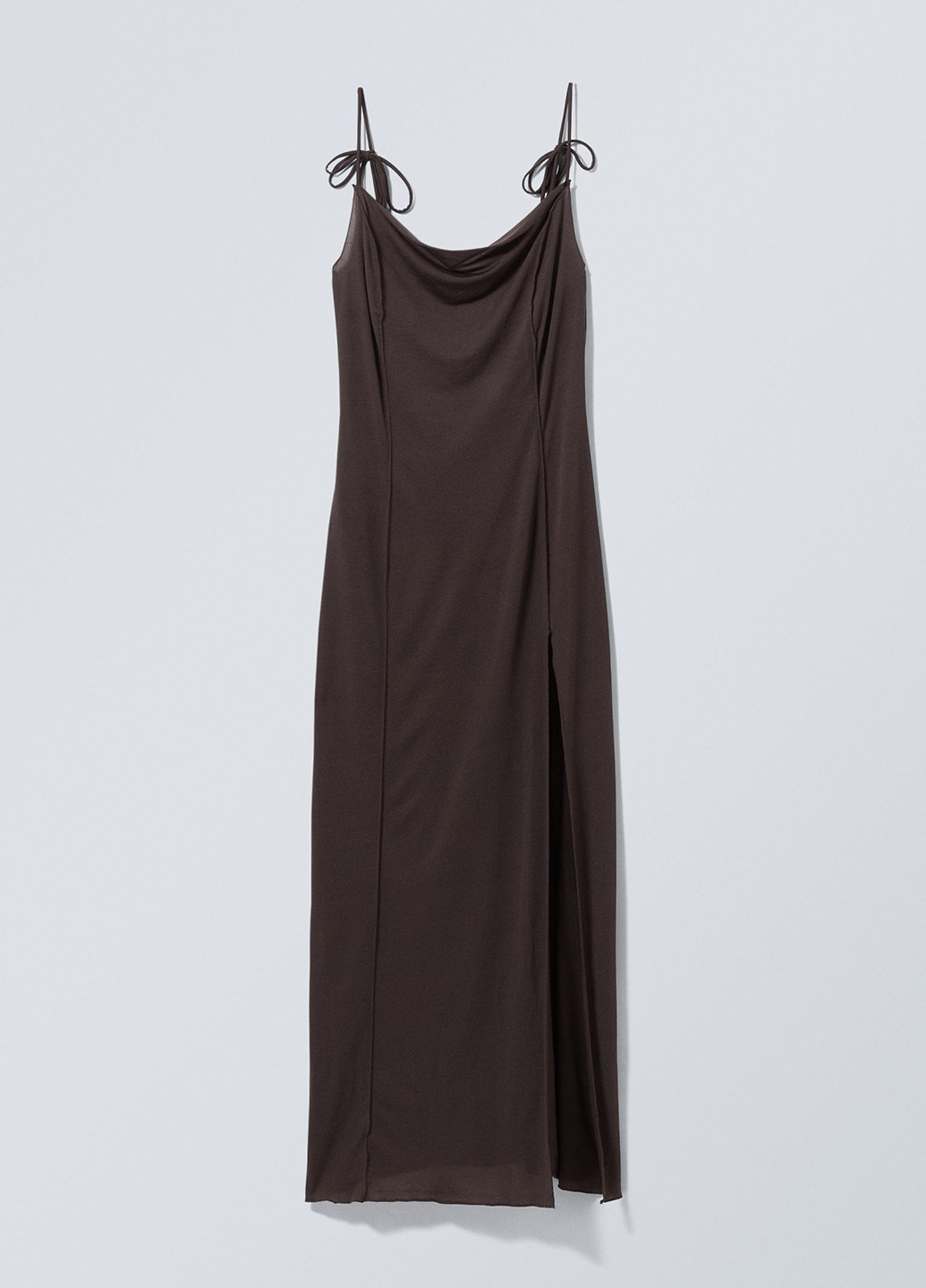 Темно-коричневое коктейльное платье платье-комбинация Weekday однотонное