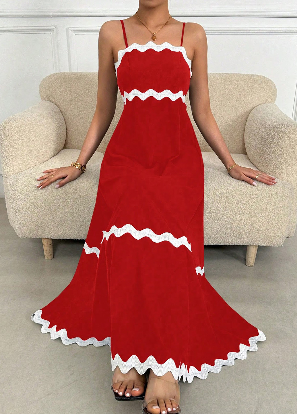 Красное кэжуал платье SHEIN однотонное