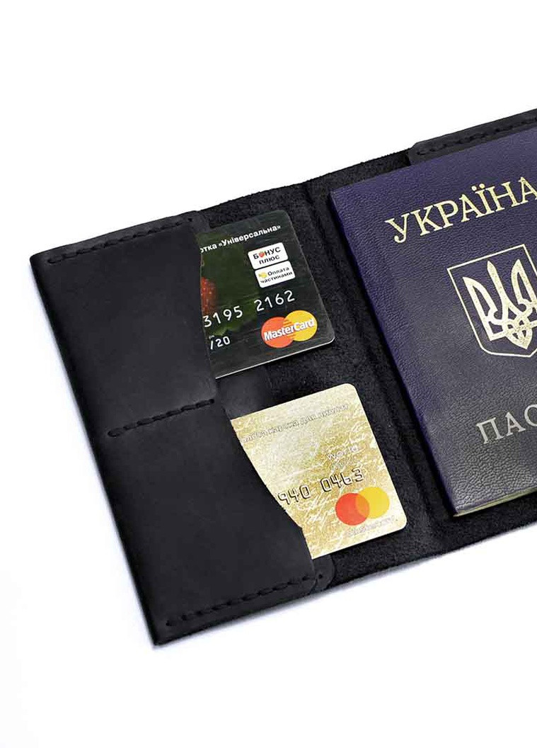 Обложка для паспорта и документов (докхолдер) Герб Украины - Чёрный (nas150201-UA) Anchor Stuff cover plus (252315997)