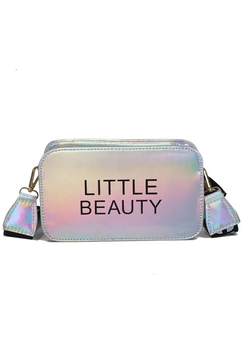 Женская детская прямоугольная голографическая сумка кросс-боди через плечо LITTLE BEAUTY серая серебряная No Brand (253016842)