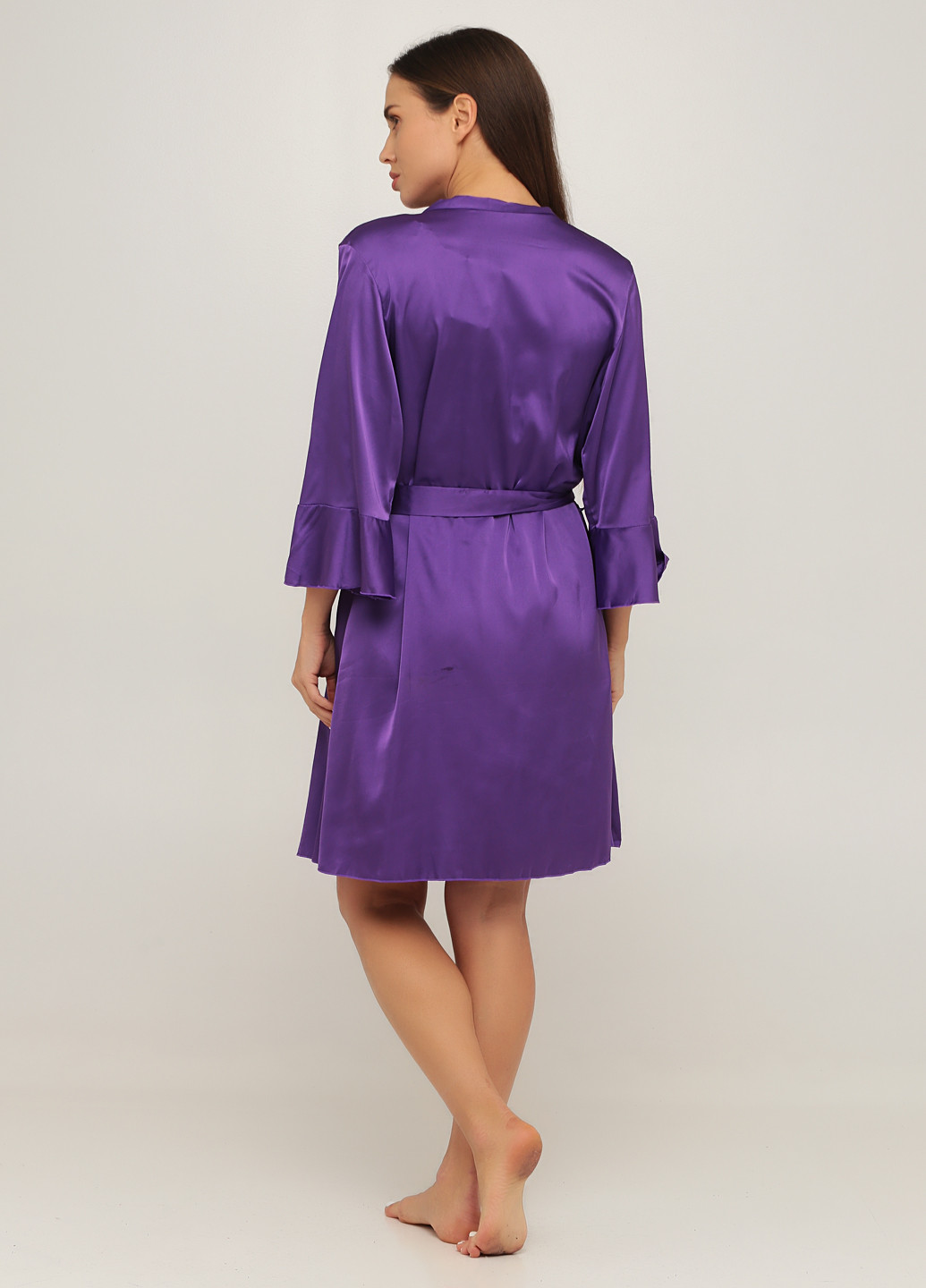 Фіолетовий демісезонний комплект (нічна сорочка, халат, трусики) Radda