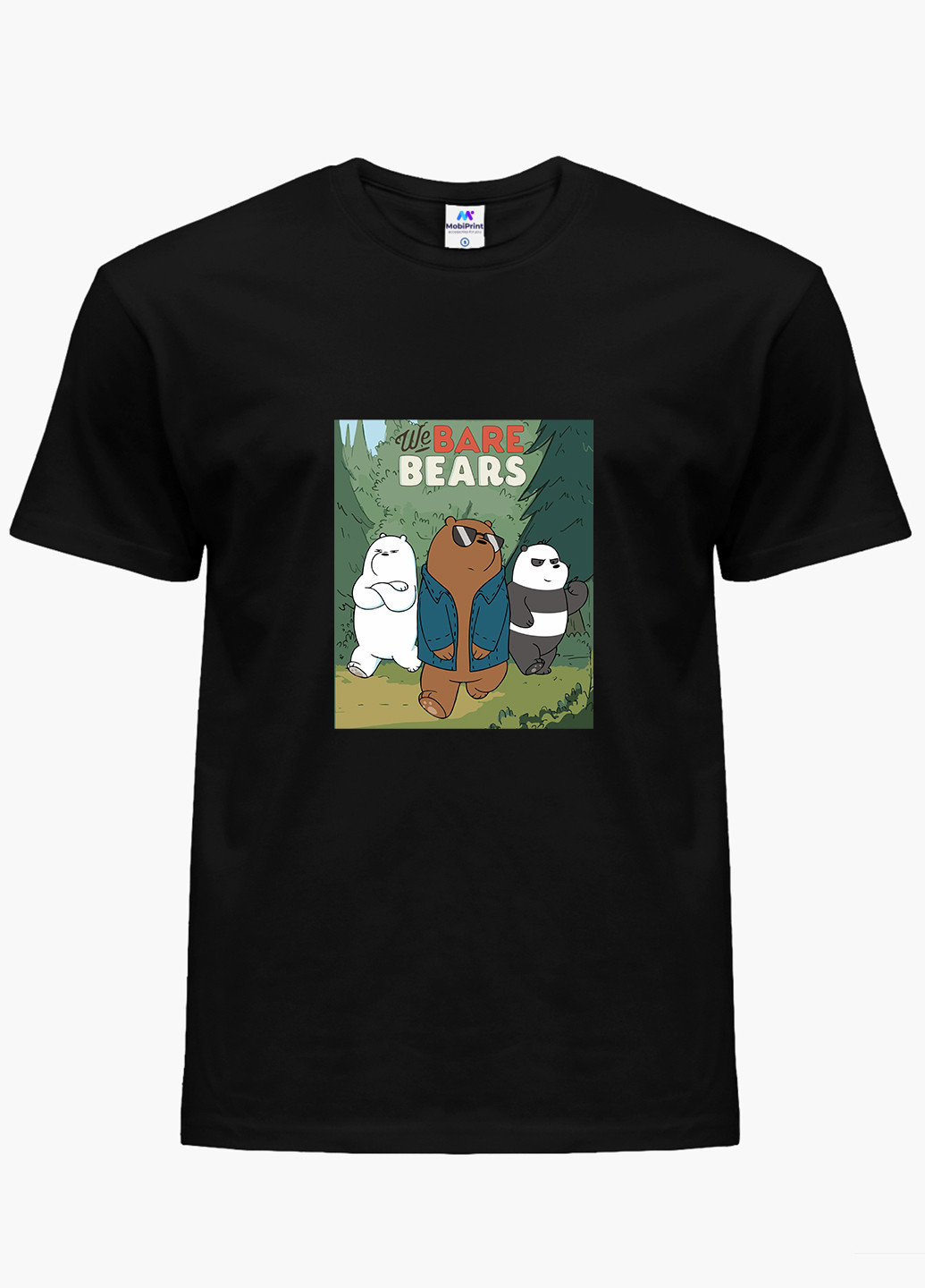 Черная демисезонная футболка детская вся правда о медведях (we bare bears)(9224-2664) MobiPrint