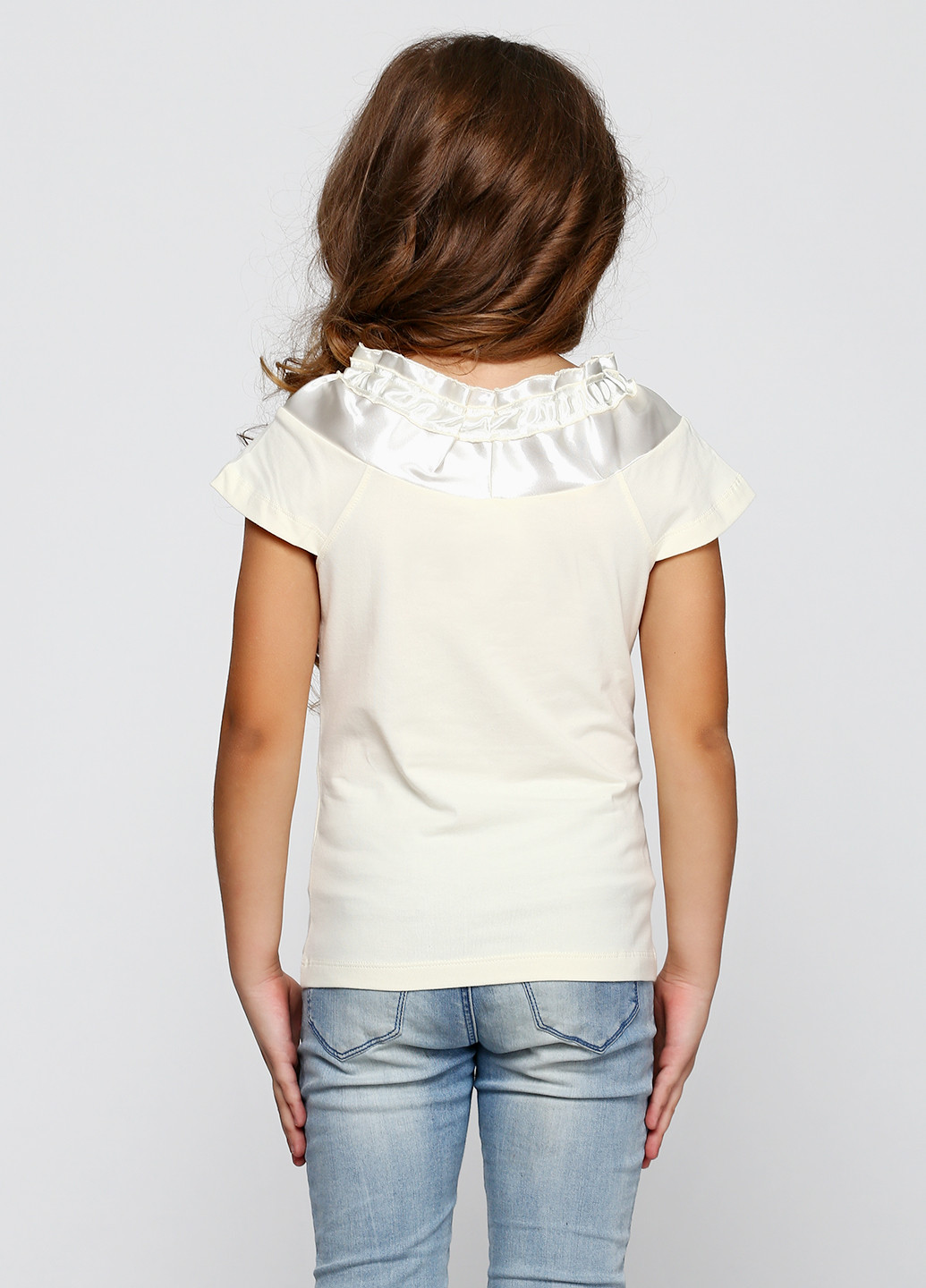 Молочная летняя футболка с коротким рукавом Vidoli