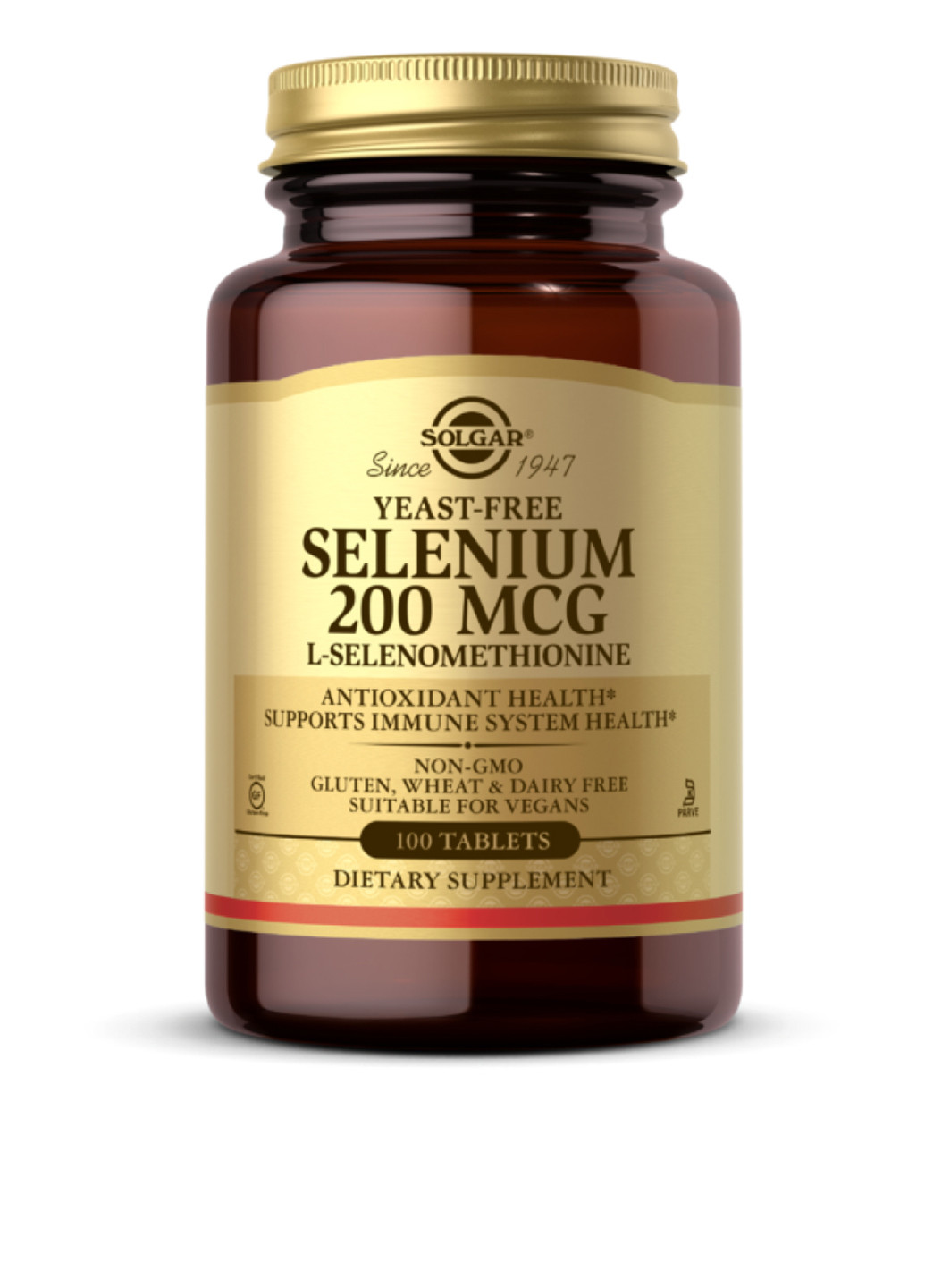 Селен для борьбы со свободными радикалами, для здоровья Yeast Free Selenium 200 mcg, 100 таблеток Solgar (250612644)