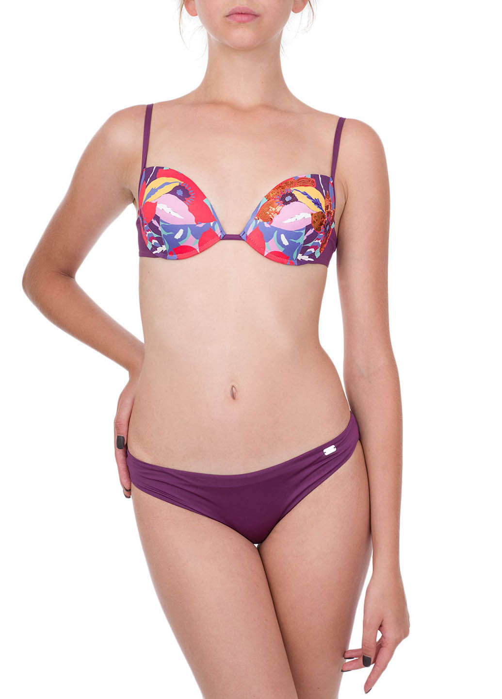 Фиолетовый летний купальник (лиф, трусы) ARMANI EA7