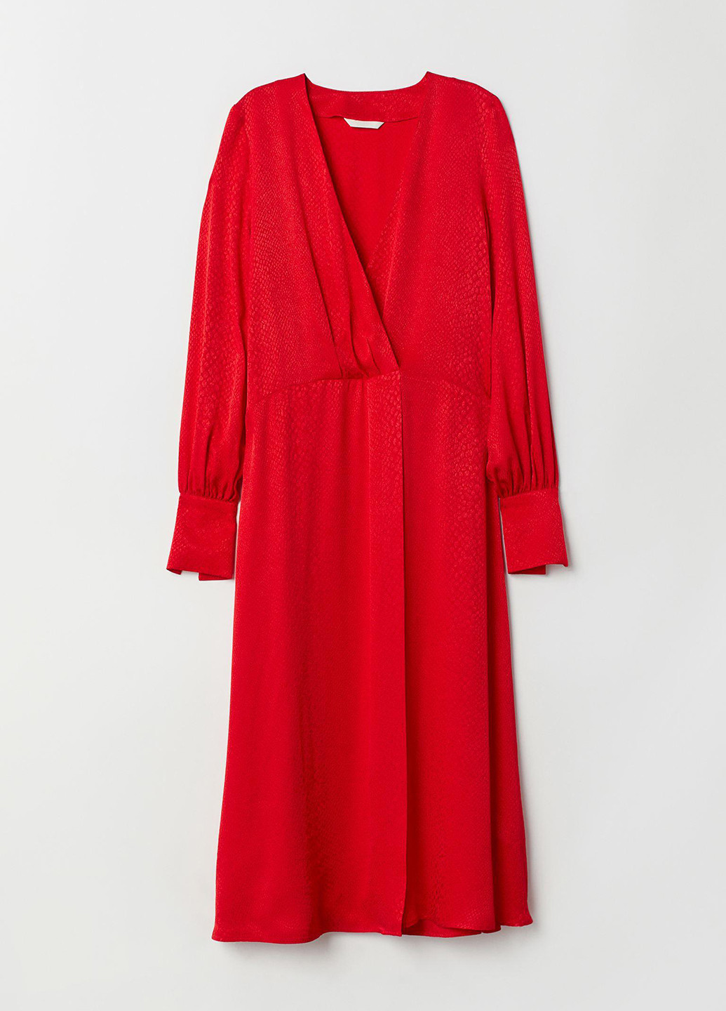 Красное кэжуал платье на запах, клеш H&M змеиный