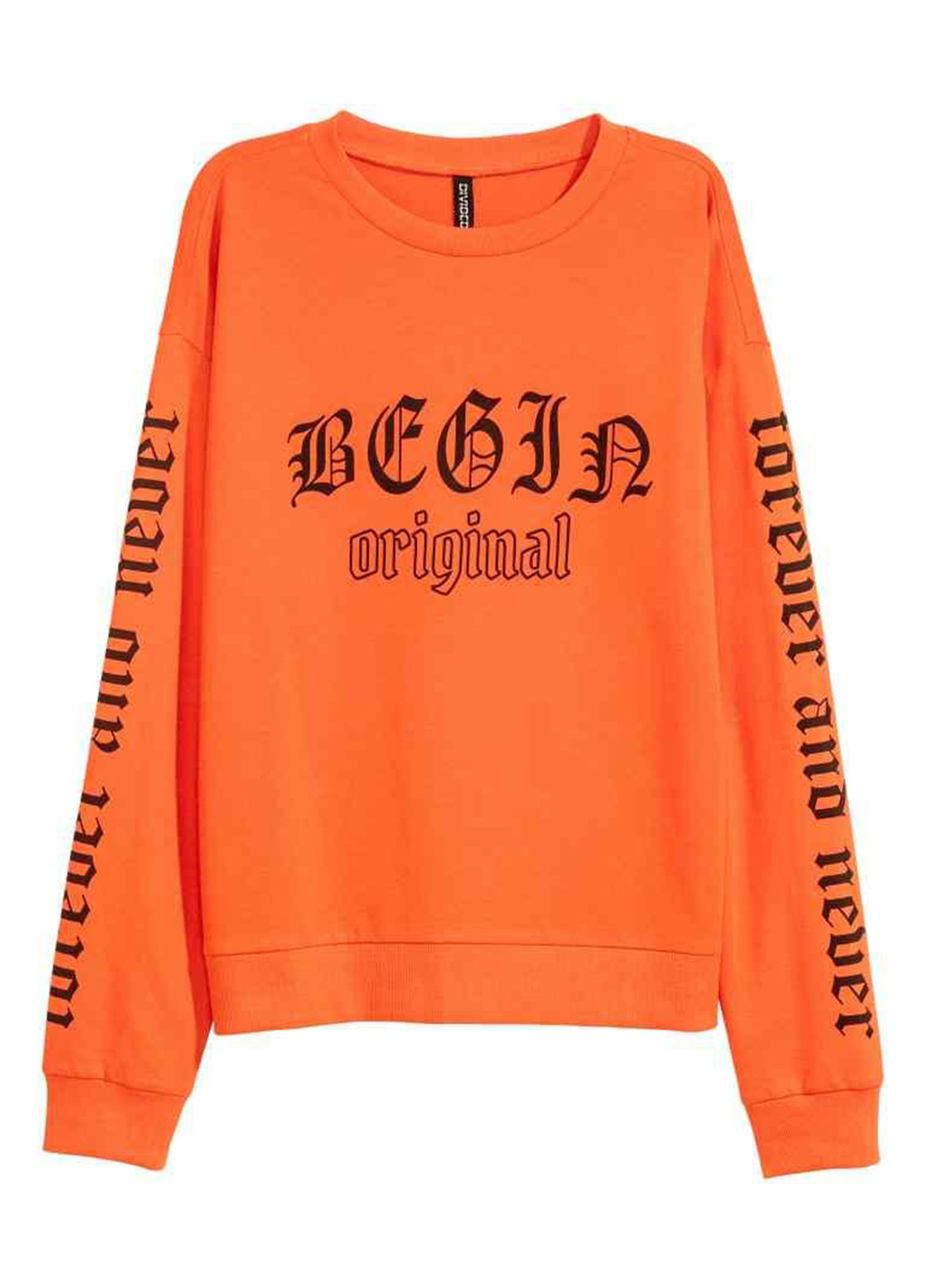 Свитшот H&M - крой надпись оранжевый кэжуал - (118759958)