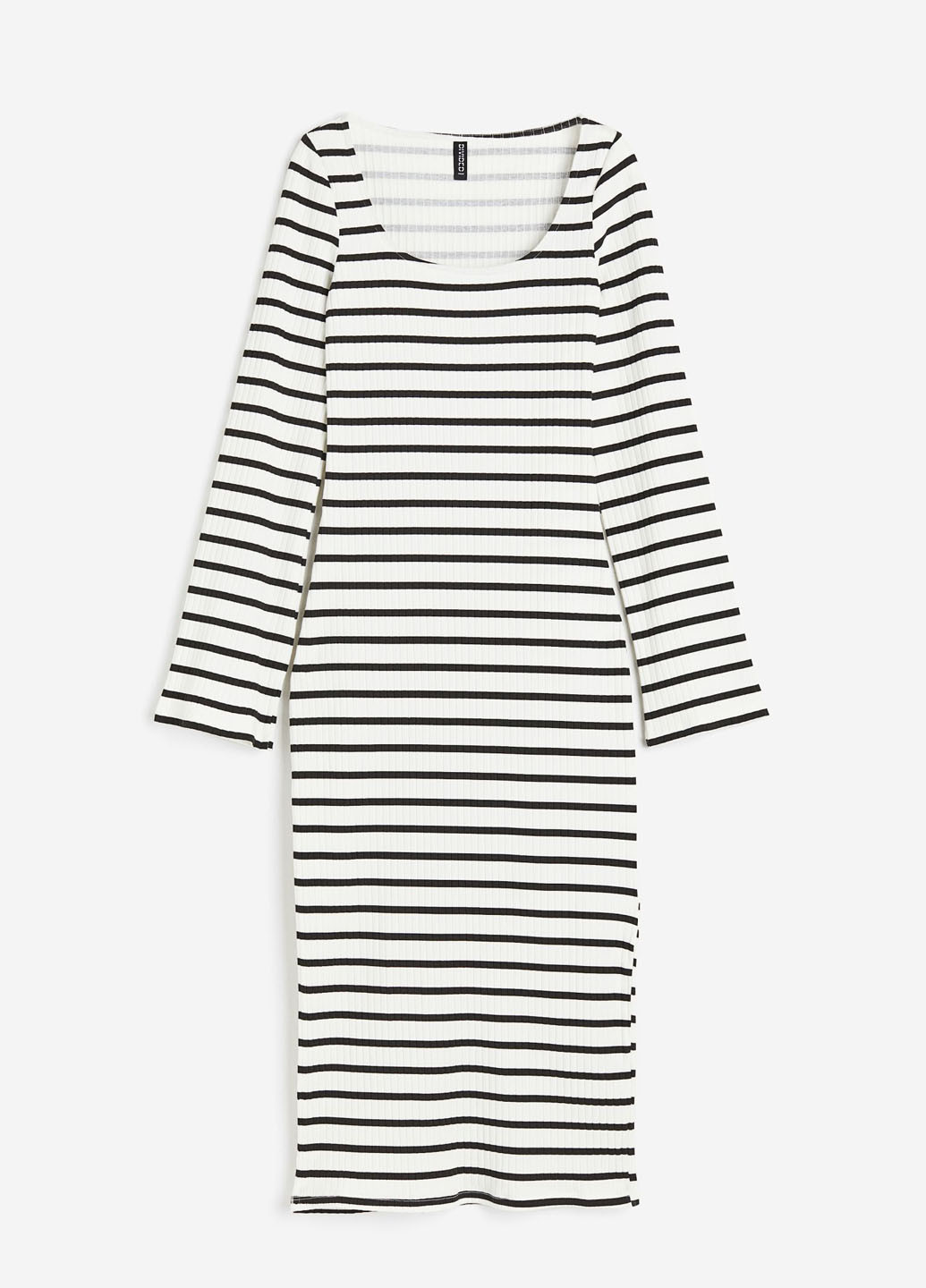 Черно-белое кэжуал платье силуэтная H&M в полоску