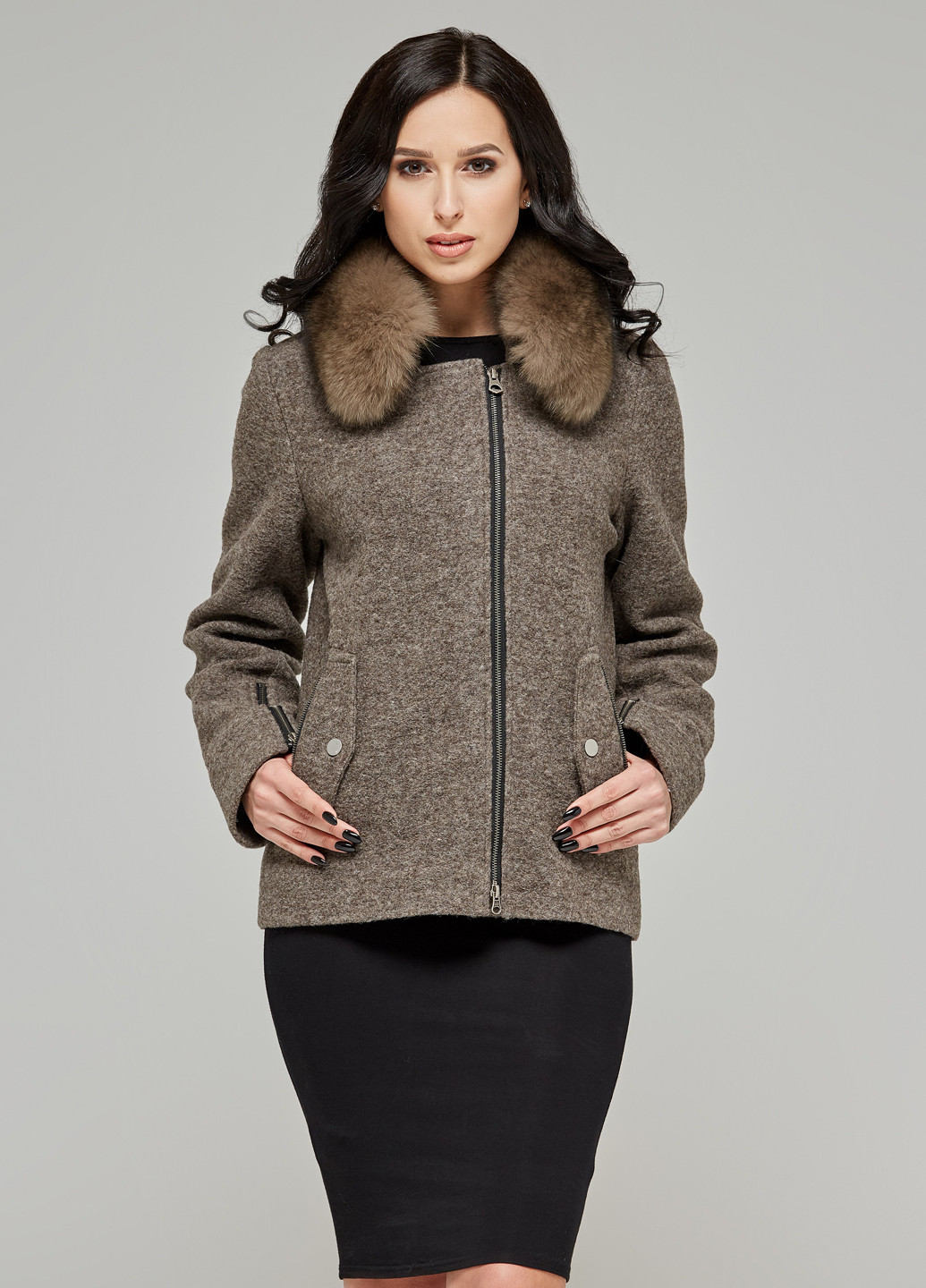 Сіро-коричневе Кежуал напівпальто MN меланж