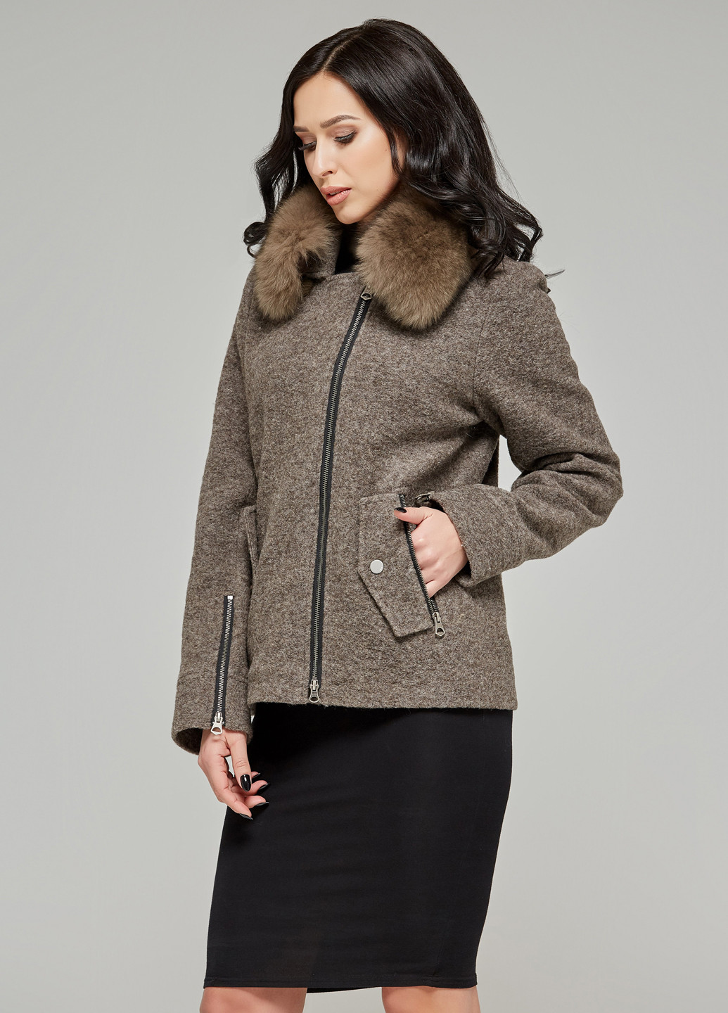 Сіро-коричневе Кежуал напівпальто MN меланж