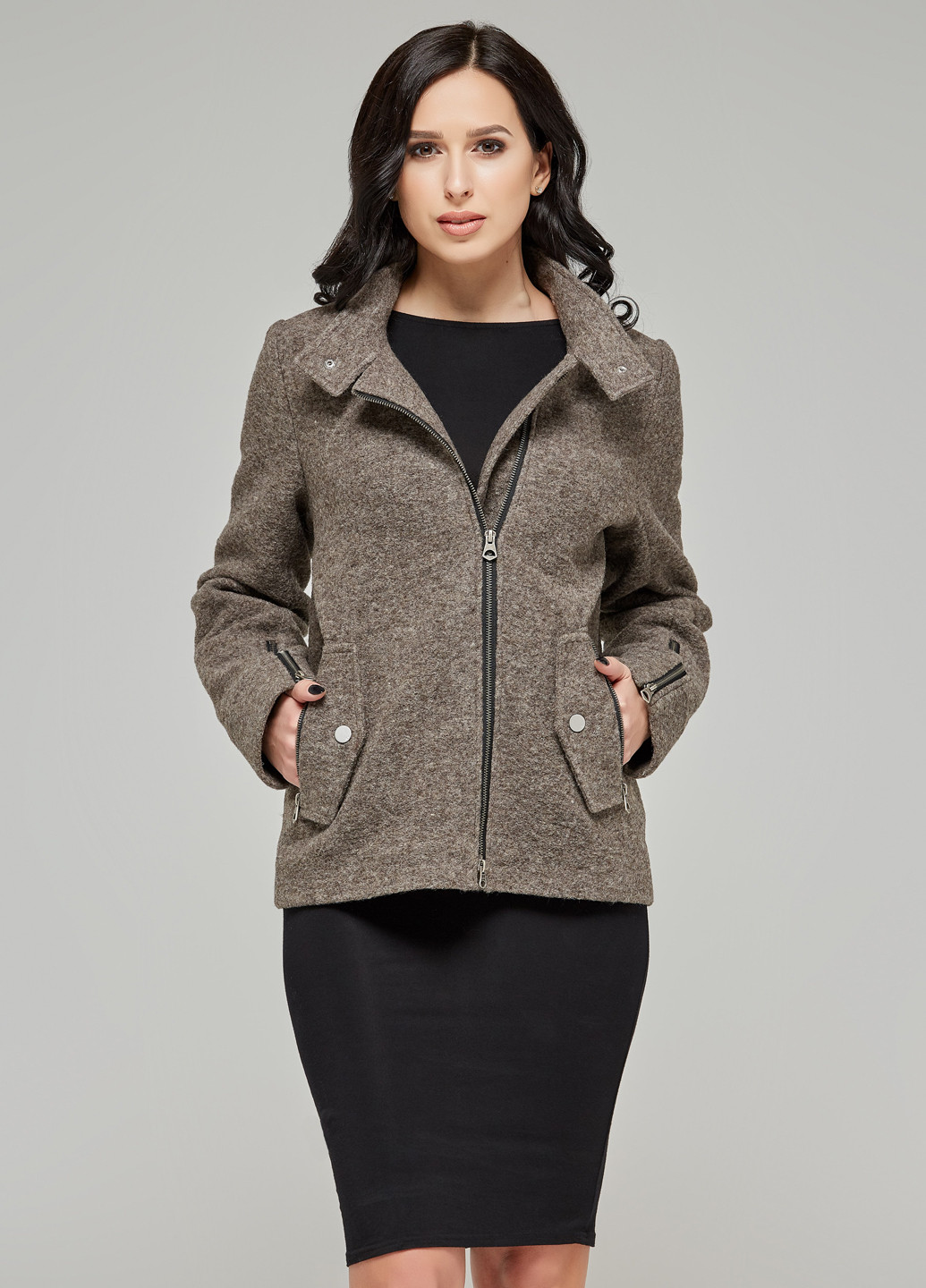 Сіро-коричневе Кежуал напівпальто MN меланж