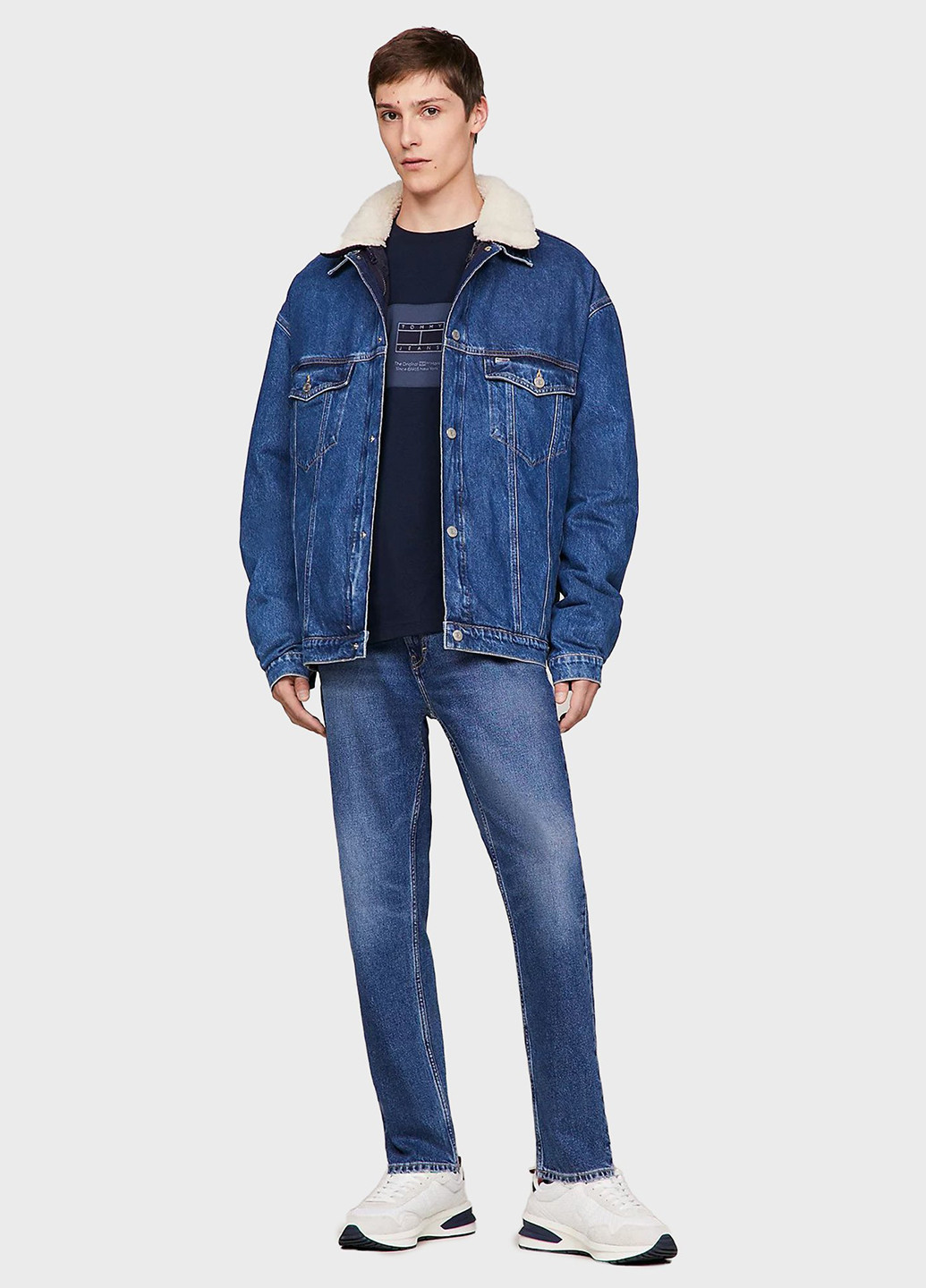 Синие демисезонные зауженные джинсы Tommy Jeans