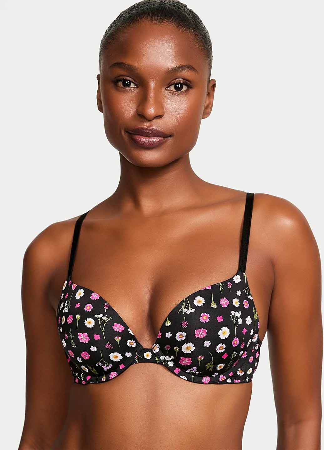 Чорний корбей бюстгальтер Victoria's Secret з кісточками поліамід