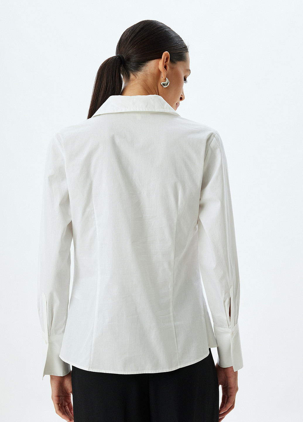 Белая классическая, кэжуал рубашка однотонная KOTON