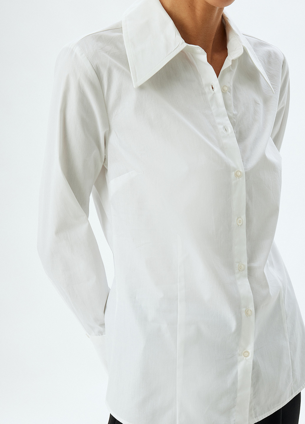 Белая классическая, кэжуал рубашка однотонная KOTON