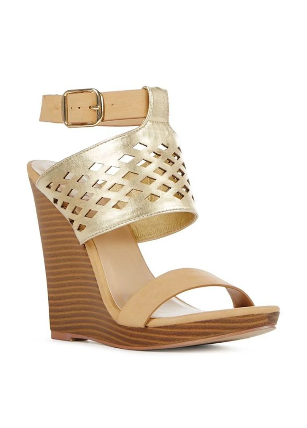Бежевые босоножки JustFab с ремешком с перфорацией