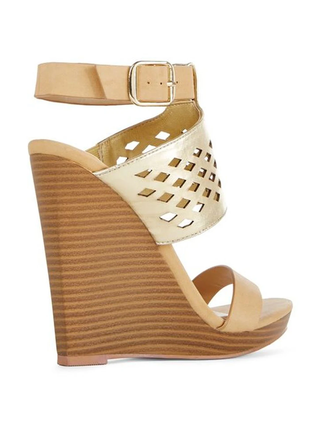 Бежевые босоножки JustFab с ремешком с перфорацией