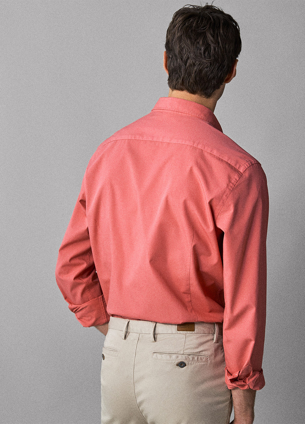 Розовая кэжуал рубашка однотонная Massimo Dutti