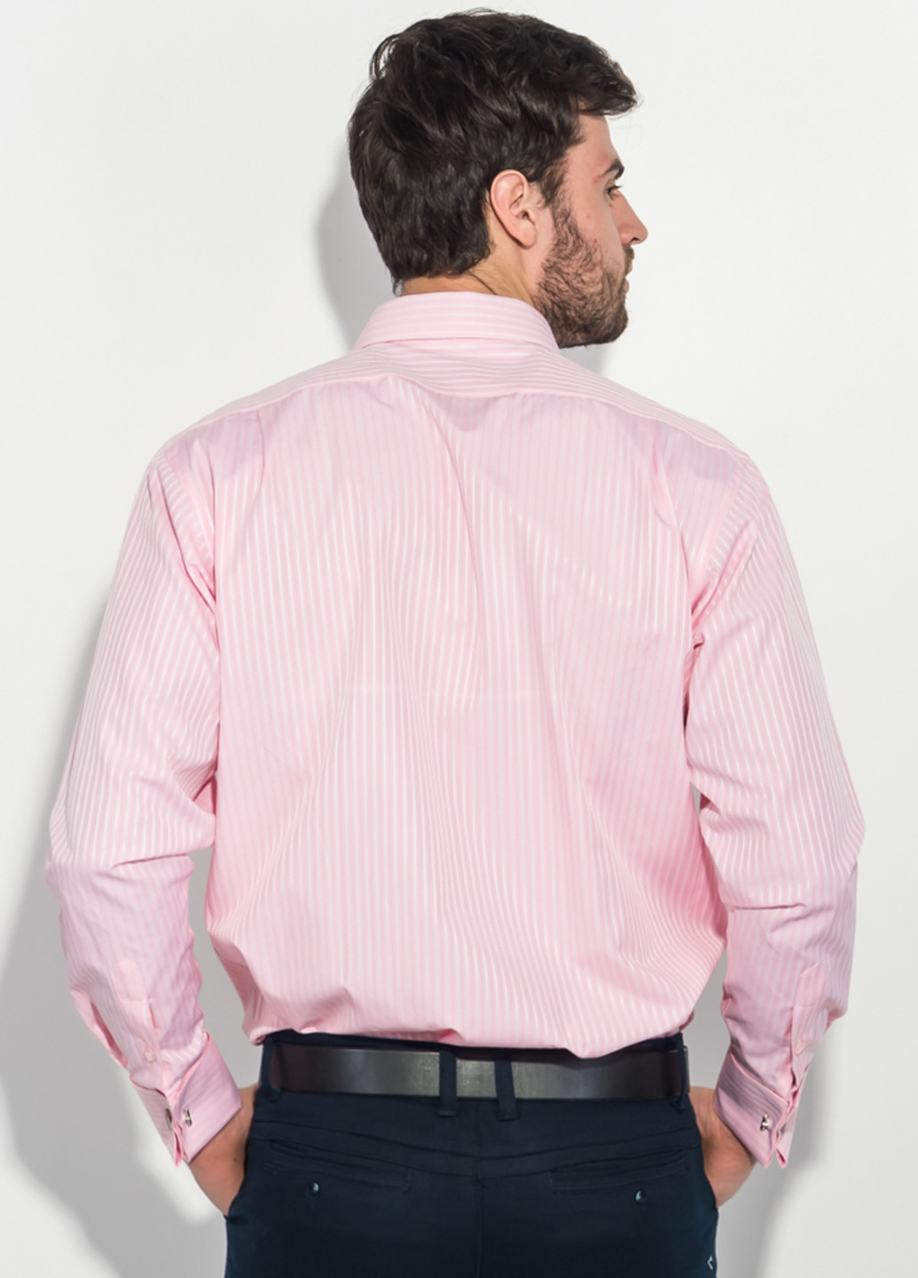 Розовая кэжуал рубашка в полоску Framzoni с длинным рукавом