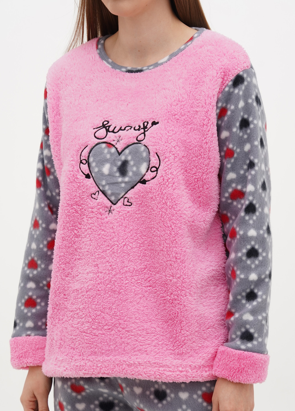 Рожева зимня піжама (світшоти, штани, маска для сну) Adalya