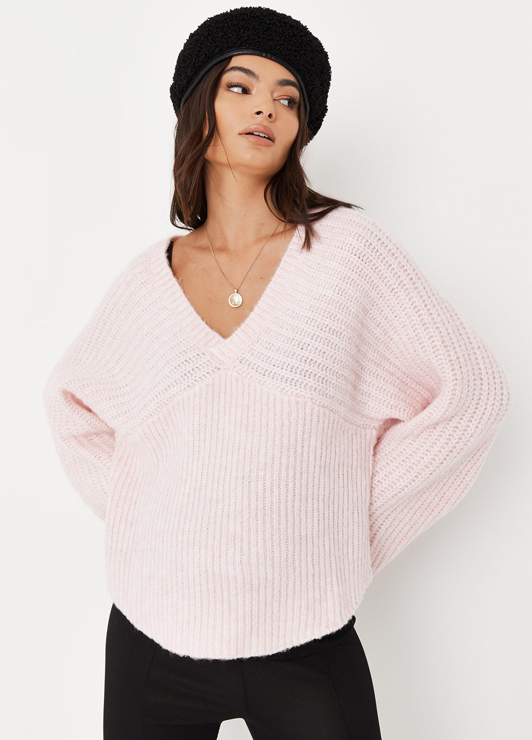 Пудровий зимовий светр пуловер Missguided