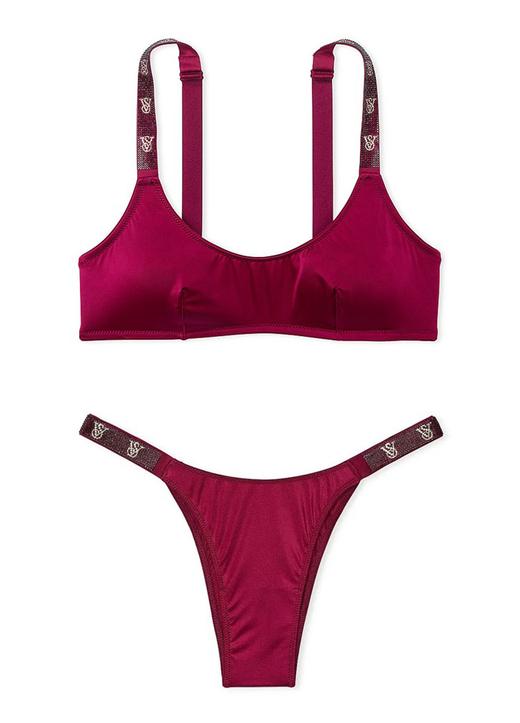 Бордовий демісезонний комплект (бюстгальтер, трусики) Victoria's Secret