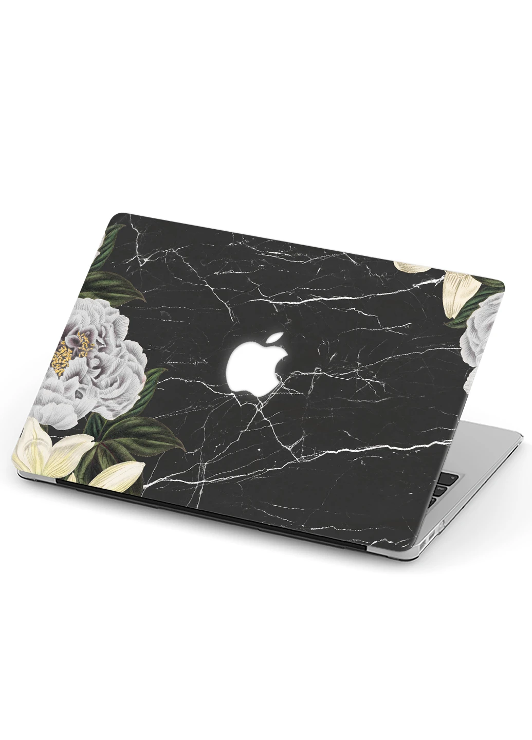 Чохол пластиковий для Apple MacBook Pro Retina 15 A1398 Чорний мармур з півоніями (6353-2370) MobiPrint (218857769)