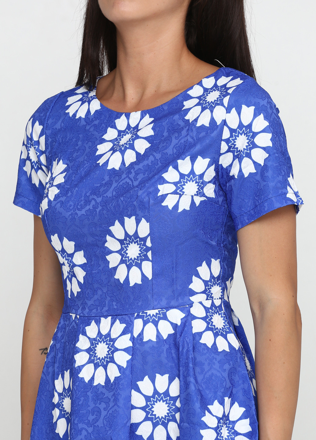 Синее кэжуал платье клеш Radda с цветочным принтом