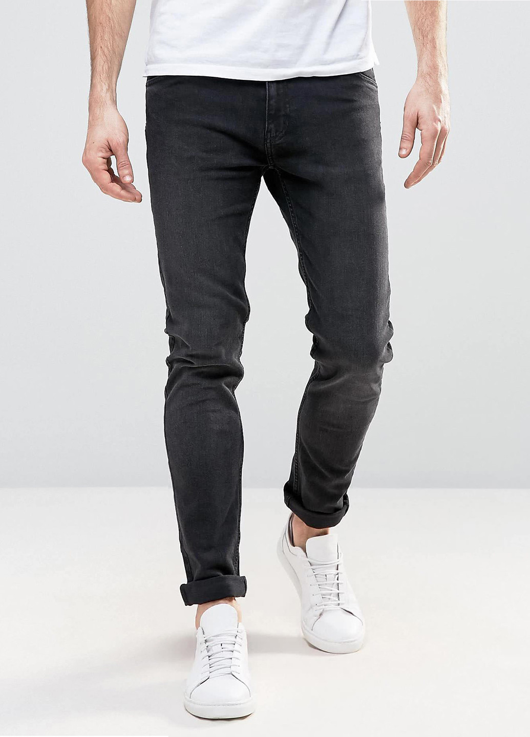 Джинси Weekday завужені однотонні темно-сірі джинсові бавовна