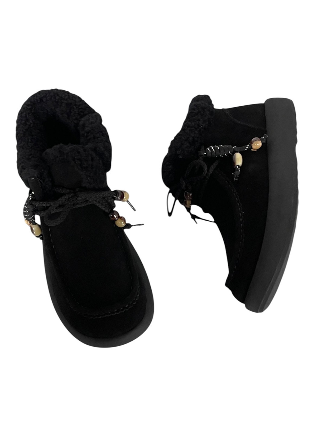 Зимние ботинки Melanda.M с бусинами, с мехом, со шнуровкой из натуральной замши