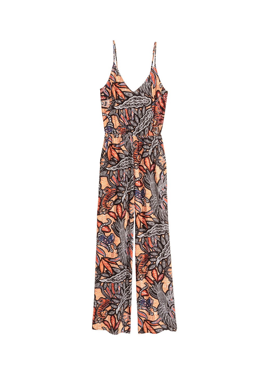 Комбинезон H&M комбинезон-брюки цветочный коричневый кэжуал вискоза