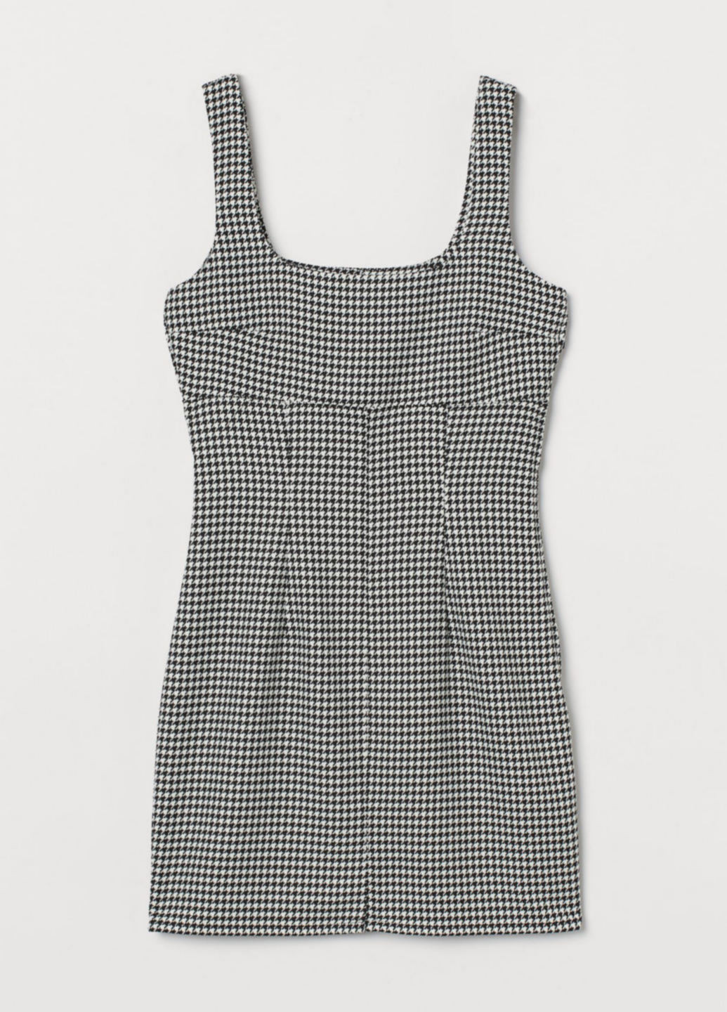 Черно-белое кэжуал платье H&M с узором пье-де-пуль «гусиная лапка»