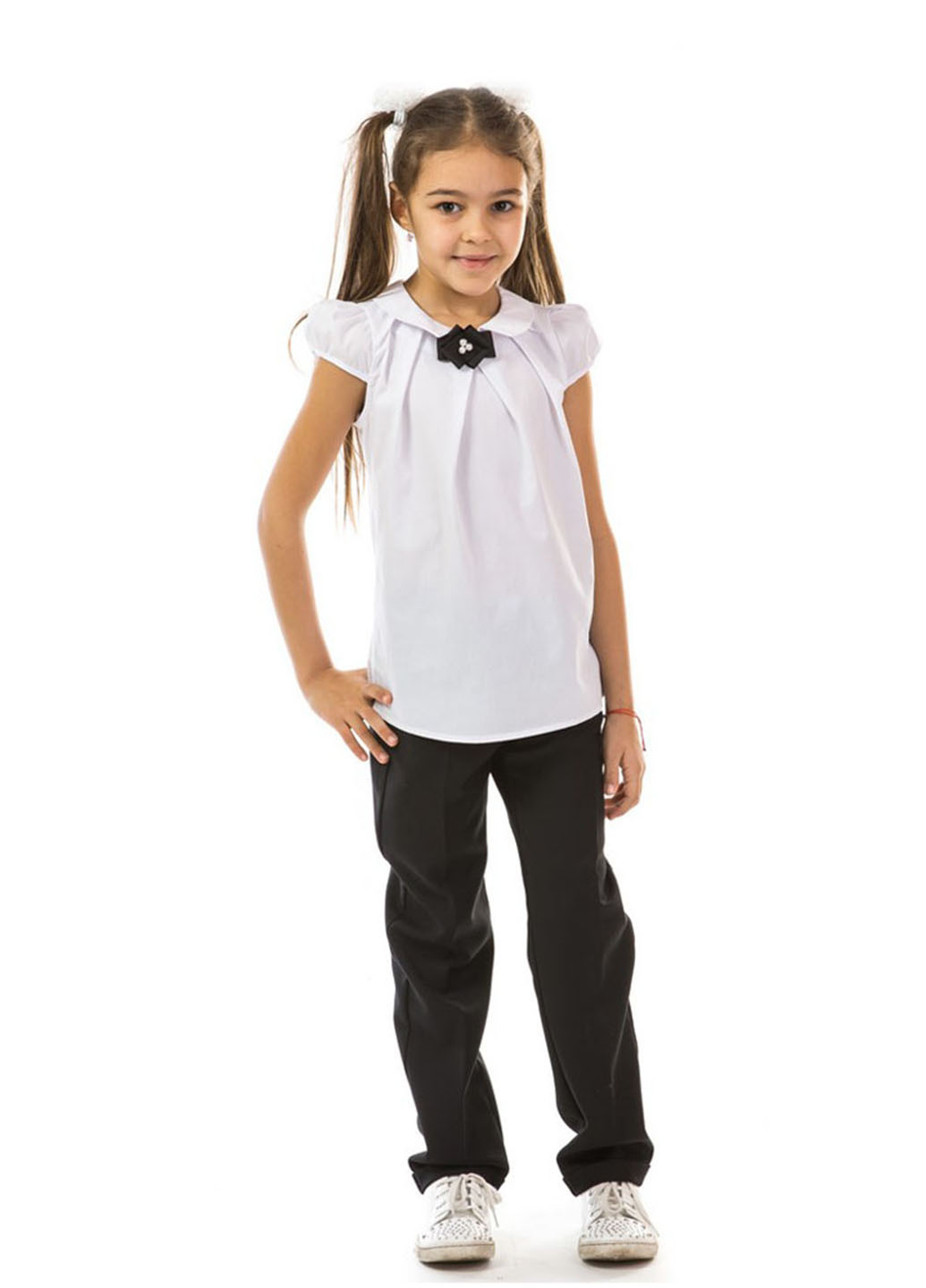 Белая однотонная блузка с коротким рукавом Kids Couture демисезонная