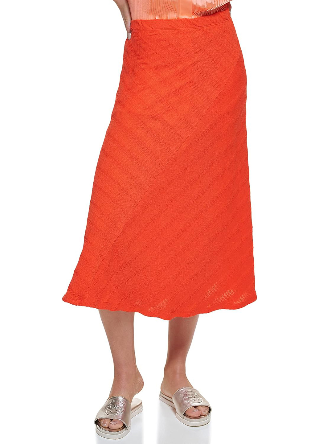 Оранжевая кэжуал однотонная юбка DKNY