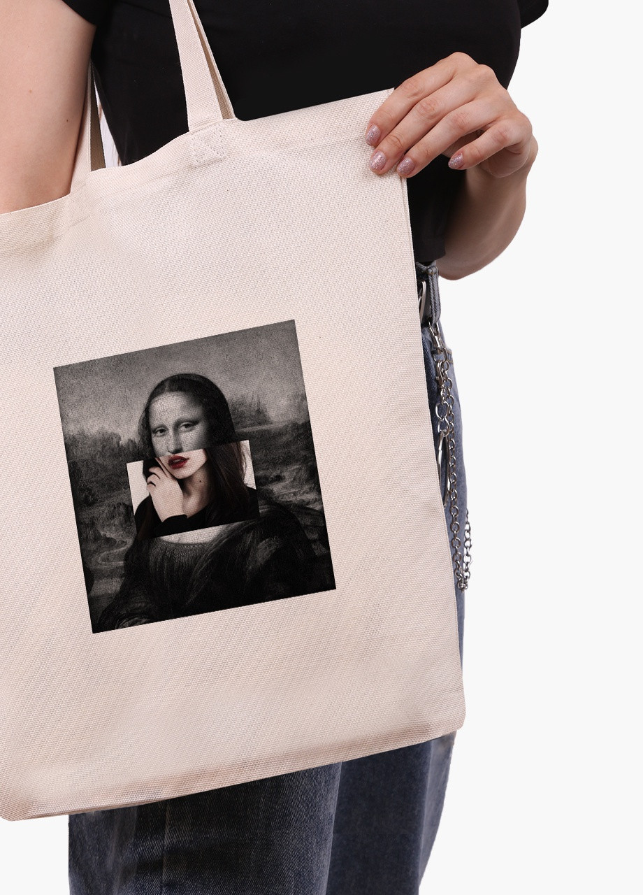 Еко сумка шоппер біла Ренесанс Мона Ліза "Джоконда» (Mona Lisa La Gioconda) (9227-1202-WT) Еко сумка шоппер біла 41*35 см MobiPrint (215943850)