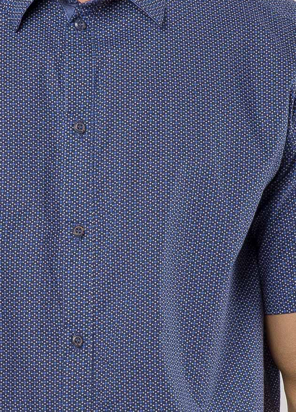 Бледно-синяя кэжуал рубашка с геометрическим узором MR 520 с коротким рукавом