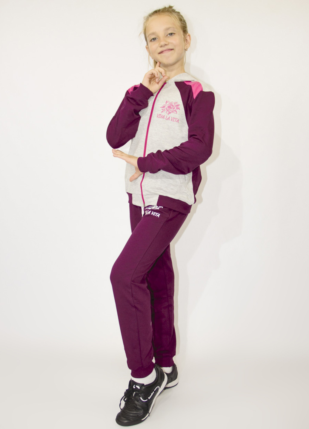Фиолетовый демисезонный костюм (толстовка, брюки) VIVA LA VITA