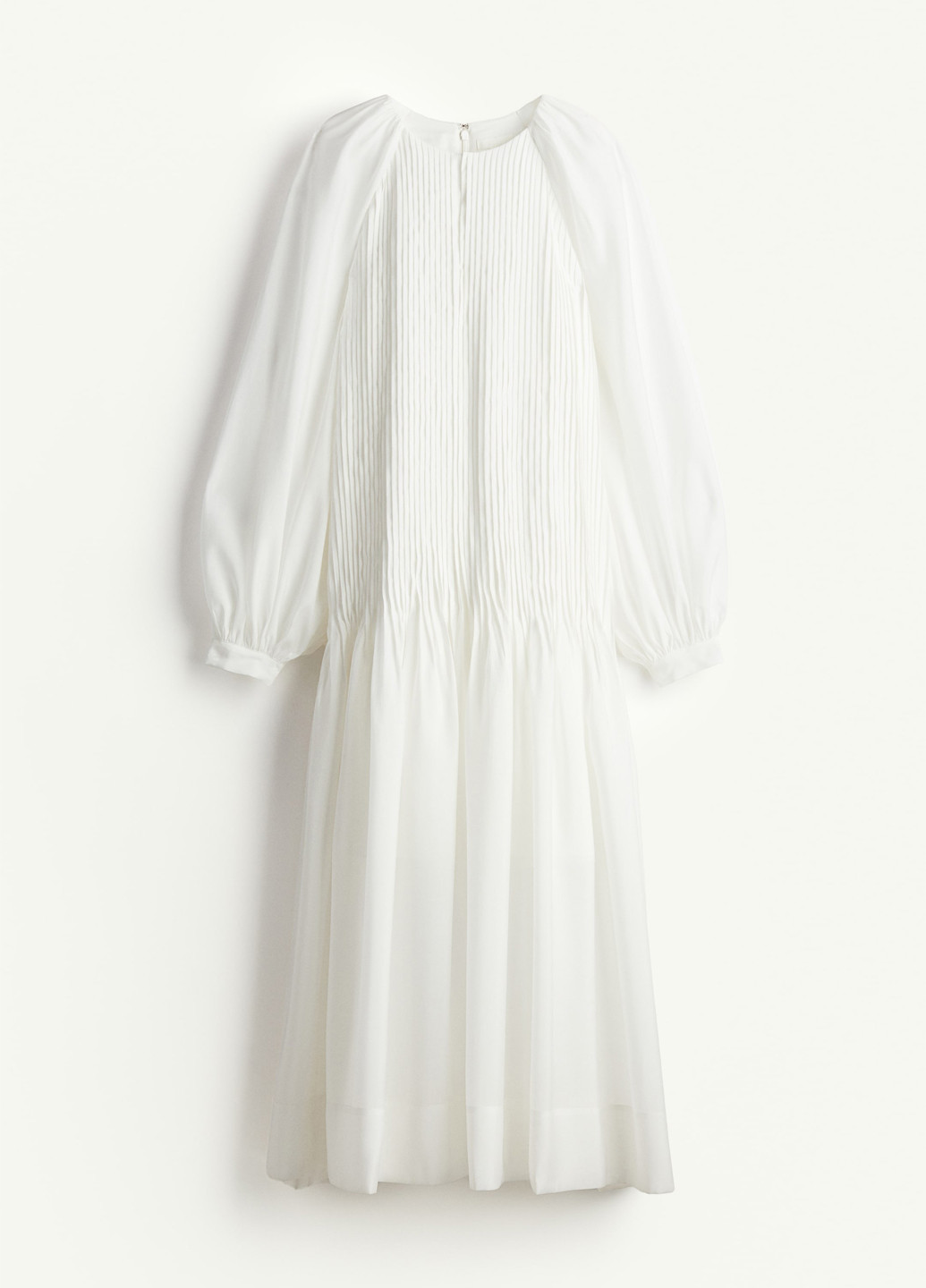 Белое кэжуал платье плиссированное H&M однотонное