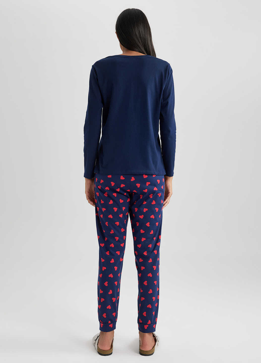 Темно-синяя всесезон пижама (лонгслив, брюки) лонгслив + брюки DeFacto