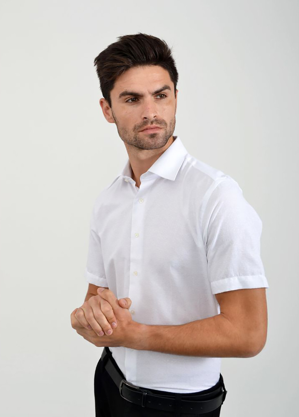 Белая кэжуал рубашка однотонная Ager с коротким рукавом