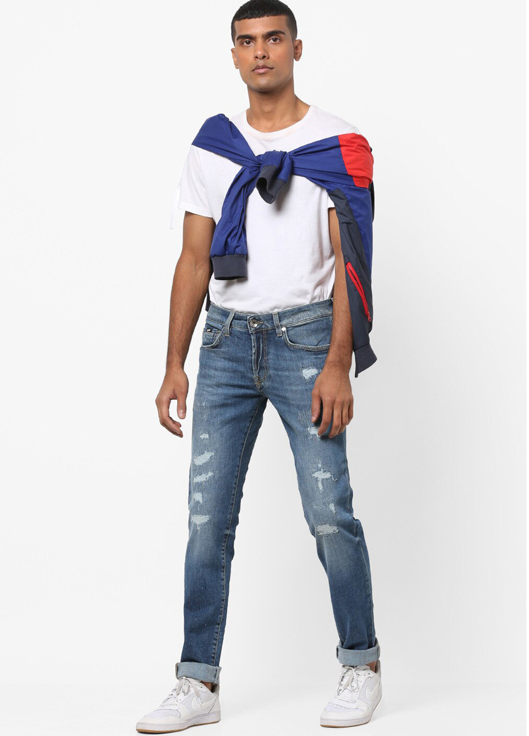 Светло-голубые демисезонные зауженные джинсы Gas