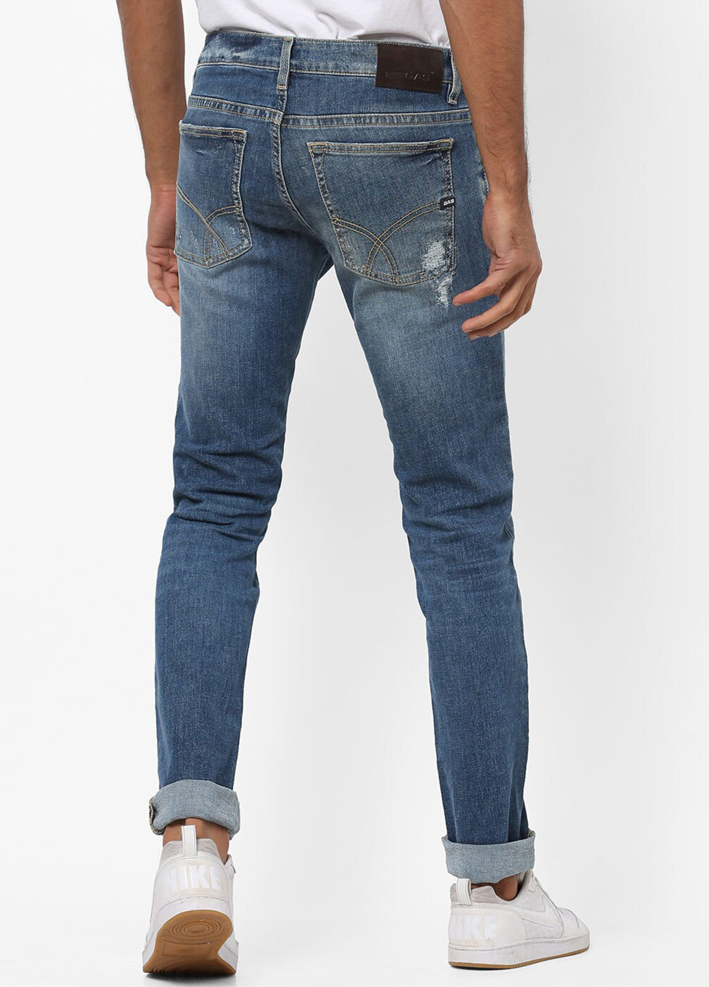 Светло-голубые демисезонные зауженные джинсы Gas