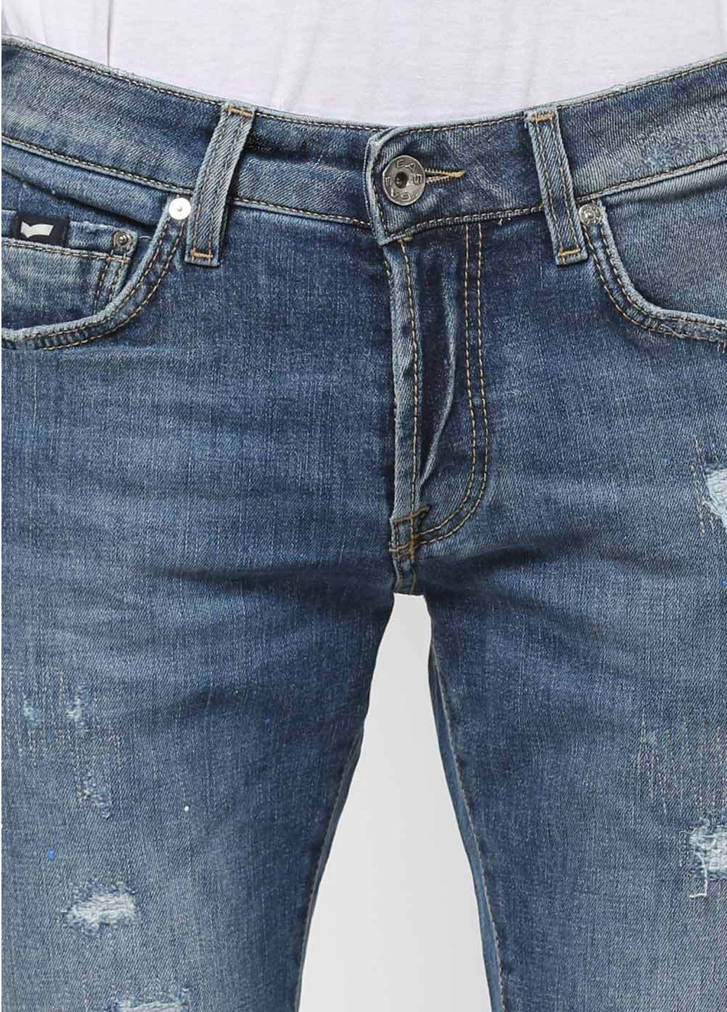 Светло-голубые демисезонные зауженные джинсы Gas